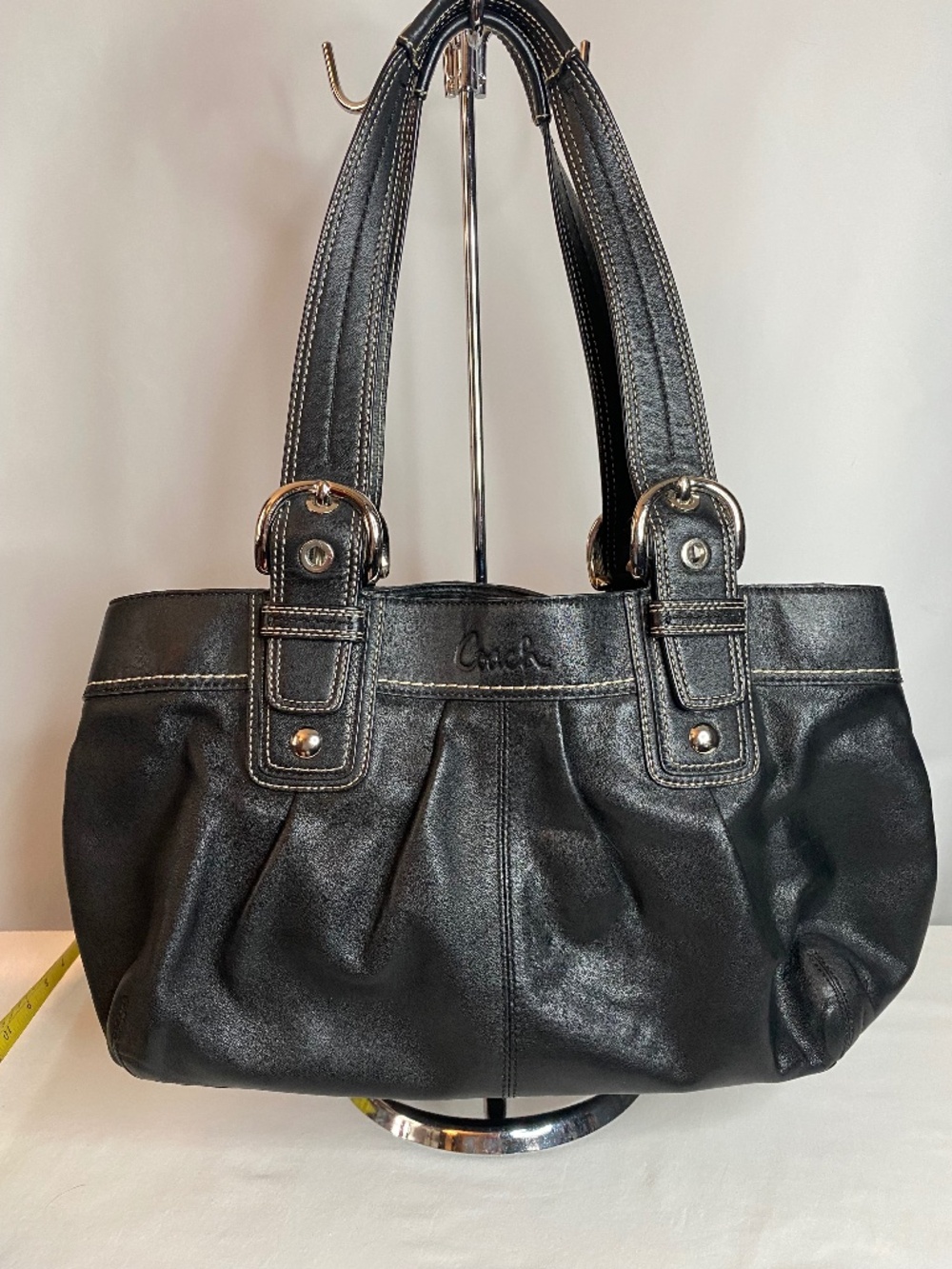 Vintage Coach Black Leather Satchel